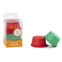 Capsules cupcake frisées rouges et vertes - Decora - 25 unités