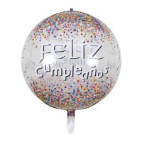 Ballon orbz joyeux anniversaire de 55 cm à pois amusants