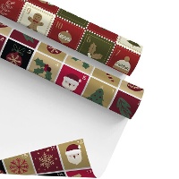 Papier cadeau de Noël à carreaux de 2 x 0,70 m - 1 unité