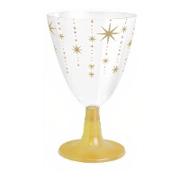 Coupe de 220 ml avec étoiles dorées pour vin ou eau - 3 unités