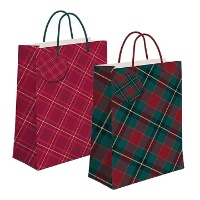 Sac cadeau de 14 x 11,5 x 6,7 cm en tartan de Noël - 1 unité