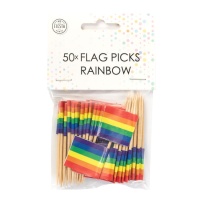 Pics à drapeau arc-en-ciel de 6,5 cm - 50 pcs.