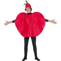 Costume de pomme rouge avec chapeau pour adultes