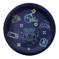Assiettes Game On Jeu Vidéo de 23 cm - 6 unités
