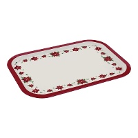 Plateau de 40 x 28,5 cm en métal blanc et rouge de Noël