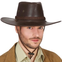 Chapeau de cow-boy en similicuir marron
