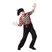 Costume de mime avec bretelles rouges pour enfants