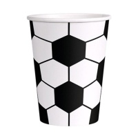 Gobelets de football noir et blanc 270 ml - 10 pcs.