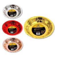 Bols ronds de 16 cm en carton biodégradable aux couleurs du métal - 6 pcs.