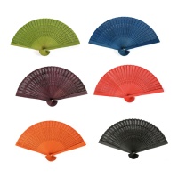 Eventail en bois ajouré assorti - 1 pc.