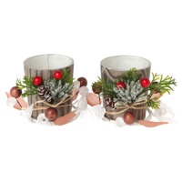 Bougeoir en verre décoré de motifs de Noël - 2 unités