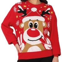 Pull de Noël avec renne pour femme