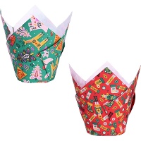 Capsules tulipe en papier pour muffins à motif de Noël - PME - 24 unités