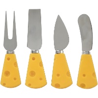 Couteaux à fromage, manches jaunes - 4 pièces