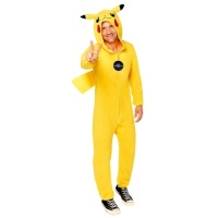 Costume adulte Pokemon Pikachu Pikachu avec fermeture éclair Pokeball