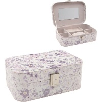 Boîte à bijoux motif fleurs violettes