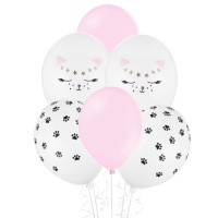 Ballon chat en latex 30 cm - PartyDeco - 6 pcs.