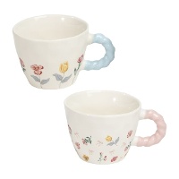Tasse 255 ml à motif floral avec anse tressée - 1 unité