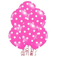 Ballons en latex avec pois blancs de 30 cm - PartyDeco - 50 unités