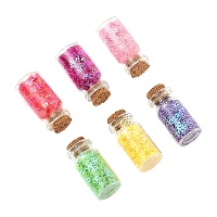 Paillettes en forme de coeurs colorés - 6 bocaux