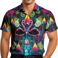 Chemise hawaïenne tropicale néon pour adulte