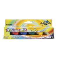 Peinture textile mate 15 ml - Acrilex - 6 unités