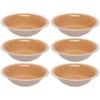 Assiette de 21 cm en grès avec bord blanc profond - 6 unités