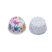 Capsules à cupcake blanches pour baby shower fille - Decora - 36 unités