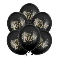 Joyeux 2023 ! Ballons latex noir pastel de 30 cm - PartyDeco - 50 pcs.