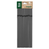 Pailles PLA flexibles noires de 21 cm - Honest Green - 50 pcs.