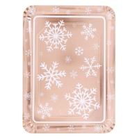 1 pièce - Plateau jetable rectangulaire en carton 25 x 34 cm avec thème  Noël flocon de neige or rose. Plateau biodégradable de Noël, 100 %  recyclables. Célébrations et événements. : : Cuisine et Maison