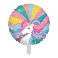 Ballon rond à crinière de licorne 45cm multicolore