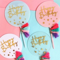 Happy Birthday Boho Cake Topper - 1 pc.