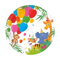 assiettes jungle party animals 19,5 cm - 8 unités