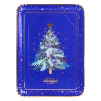 Plateau rectangulaire en carton pour sapin de Noël bleu nuit 25 x 34 cm - 1 pce.