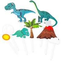Décoration pour gâteau - Dinosaures et volcan, 8 pièces
