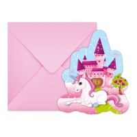 Invitations licorne et château - 6 unités