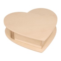 Boîte en bois en forme de coeur 19 x 18,5 x 5 cm