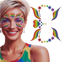 Bijoux adhésifs pour le visage - arc-en-ciel