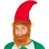Bonnet de lutin de Noël avec barbe et oreilles