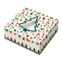 Caja para roscón de Reyes con árbol de Navidad de 30 x 7,5 cm - Sweetkolor