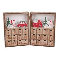 Calendrier de l'avent de Noël avec tiroirs 35,5 x 24 cm