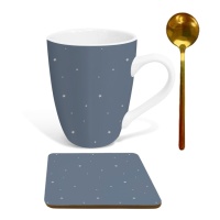 300 ml Tasse Basics bleue avec cuillère et sous-verre - DCasa