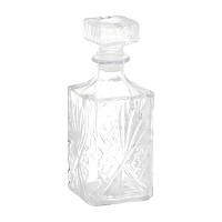Bouteille 0,90 L en verre gravé, motif losanges