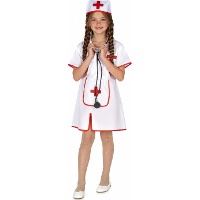 Déguisement d'infirmière avec coiffe et tablier pour fille