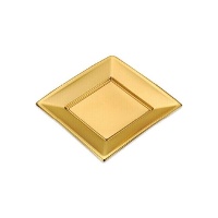 Assiettes carrées métalliques de 17 cm en plastique - 4 unités