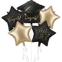 Bouquet de ballons de félicitations pour remise de diplôme - étoiles - 5 pièces