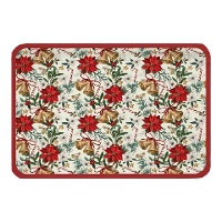 Plateaux de 34 x 25 cm en carton à motifs de fleurs de Noël et cloches - 2 unités
