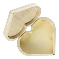 Boîte en bois en forme de coeur avec charnières 18 x 16 cm