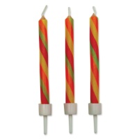 bougies rayées multicolores de 6,2 cm - PME - 10 pcs.